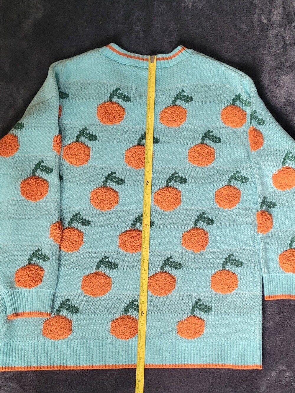 Bloomchic Sweater, Light Blue With Citrus Design, Acrylic, Contrast Egde, 14-16 - Picture 6 of 7